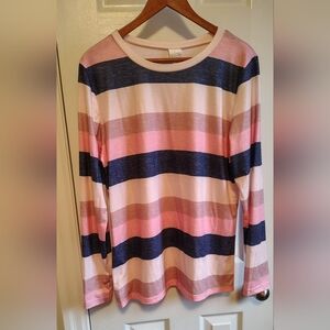 NWOT Striped Pink and Blue Top